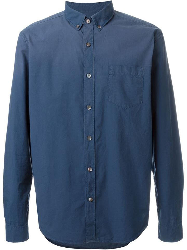 Closed Relaxed Fit Classic Button Down Shirt, Men's, Size: M, Blue, Cotton