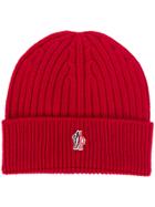 Moncler Grenoble Ribbed Beanie - Red