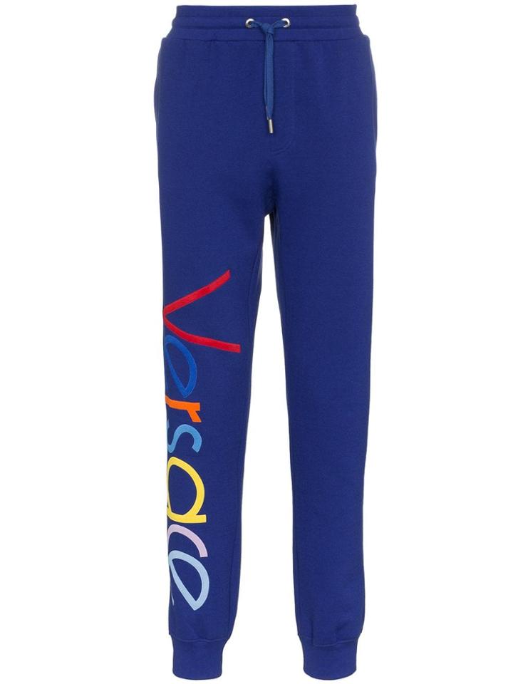 Versace Embroidered Logo Sweatpants - Blue