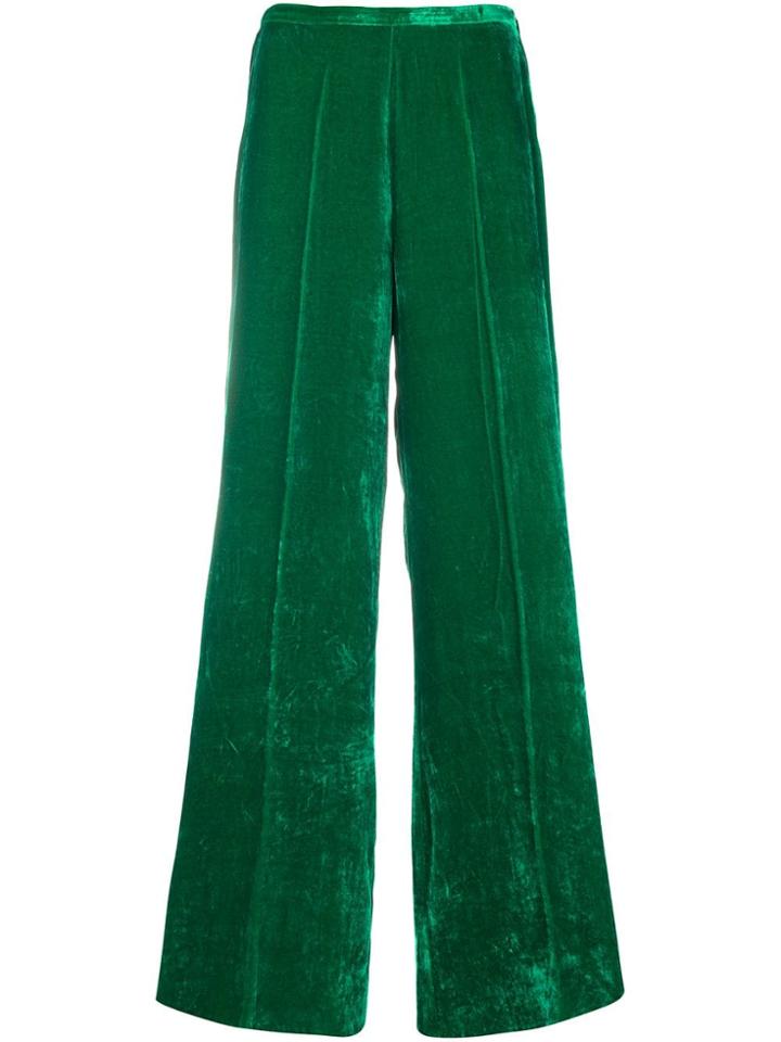 Forte Forte Velvet Palazzo Trousers - Green