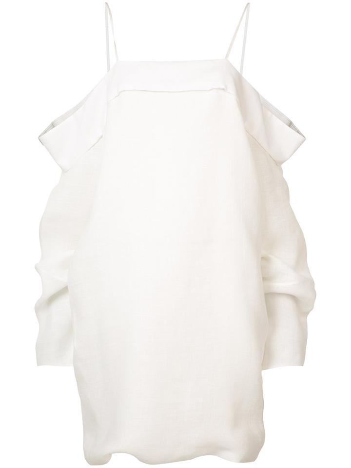 By. Bonnie Young - Off-shoulders Knitted Dress - Women - Linen/flax/acrylic - 8, Women's, White, Linen/flax/acrylic