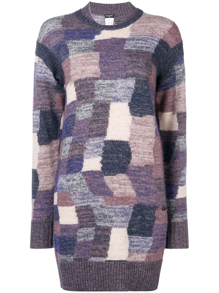 Chanel Vintage Blurry Check Jumper - Purple
