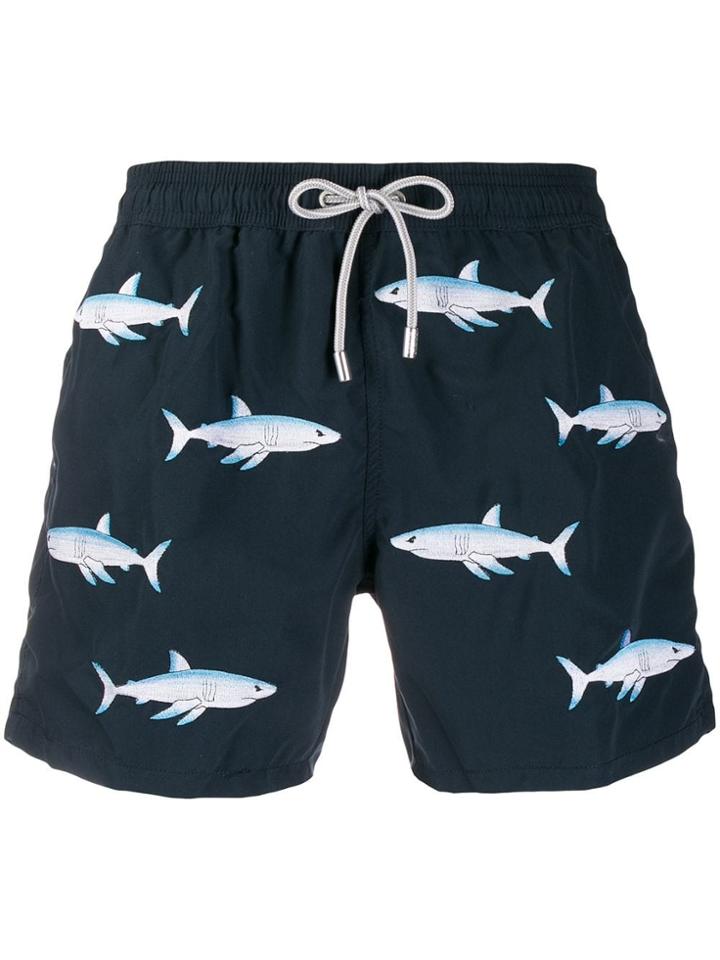 Mc2 Saint Barth Embroidered Shark Trunks - Blue