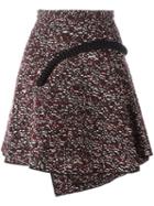 Carven Jacquard Applique Detail Pleated Skirt, Women's, Size: 36, Red, Polyacrylic/polyester/wool/viscose