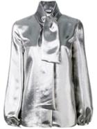 Racil - Delirious Neck Tie Shirt - Women - Silk/polyester/metal - 36, Women's, Grey, Silk/polyester/metal