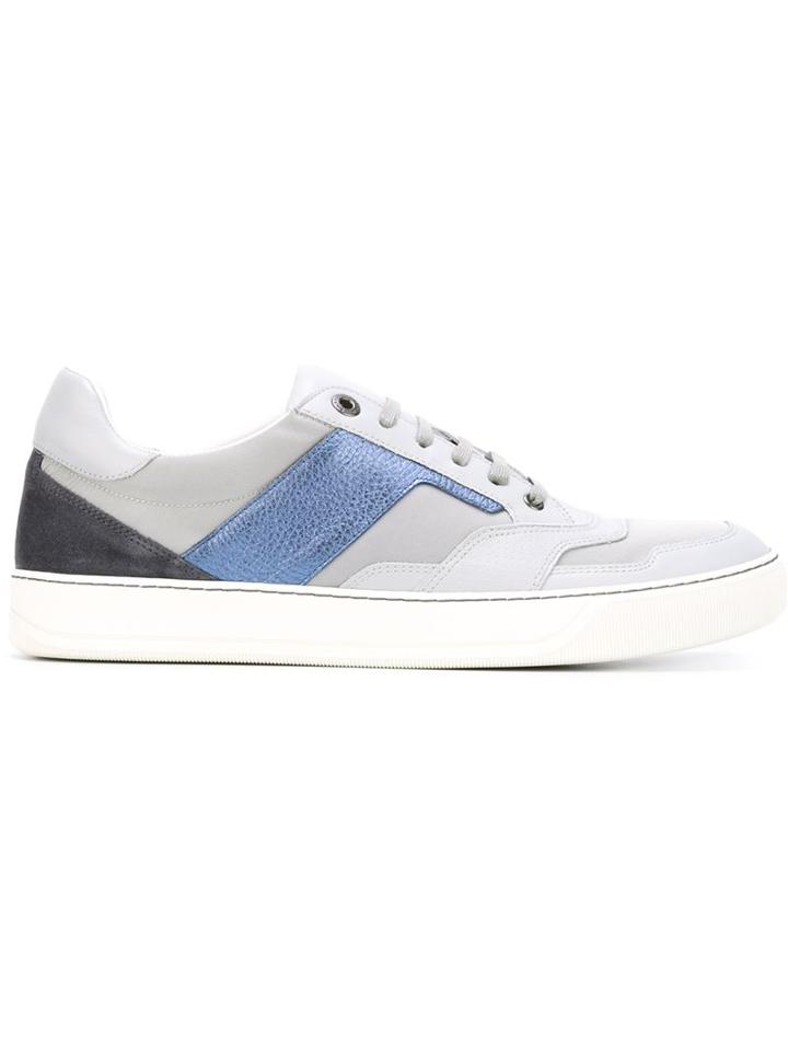 Lanvin Panelled Sneakers, Men's, Size: 7, Blue, Calf Leather/polyester/rubber