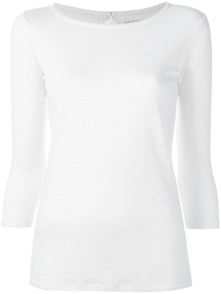 Majestic Filatures - Three-quarters Sleeve T-shirt - Women - Silk/linen/flax - 1, Nude/neutrals, Silk/linen/flax