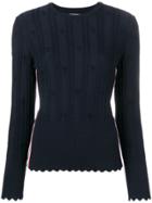 Thom Browne Flower Cable Navy Pullover - Blue