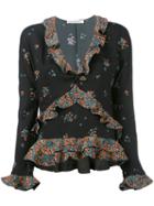 Philosophy Di Lorenzo Serafini - Printed Frill Trim Top - Women - Rayon - 44, Black, Rayon