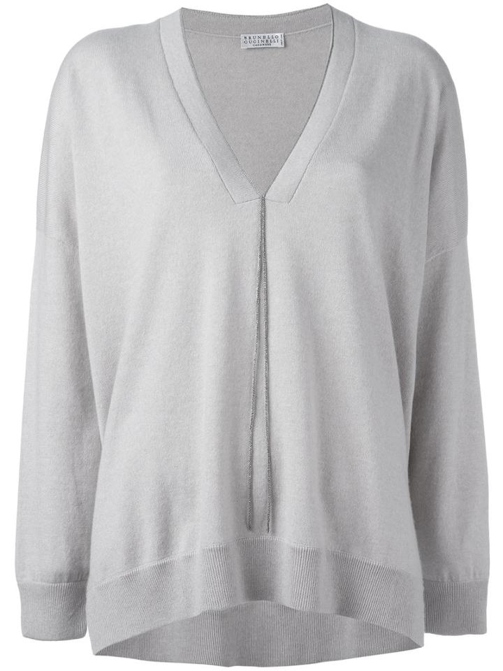 Brunello Cucinelli Chain Detail Jumper, Women's, Size: Medium, Nude/neutrals, Cashmere