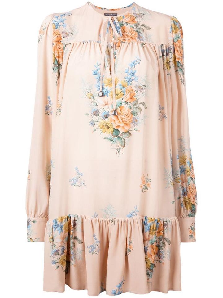 Alexander Mcqueen Floral Print Dress - Neutrals
