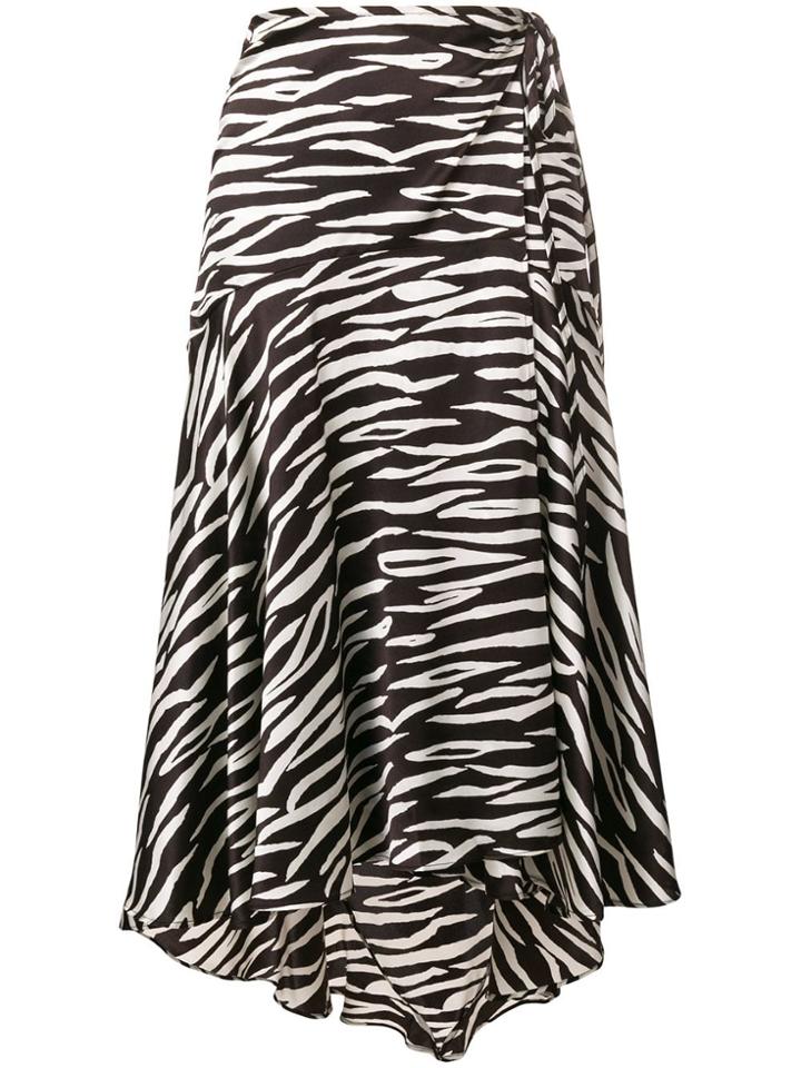 Ganni Zebra Print Wrap Skirt - Black