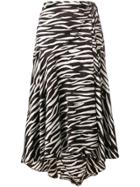 Ganni Zebra Print Wrap Skirt - Black