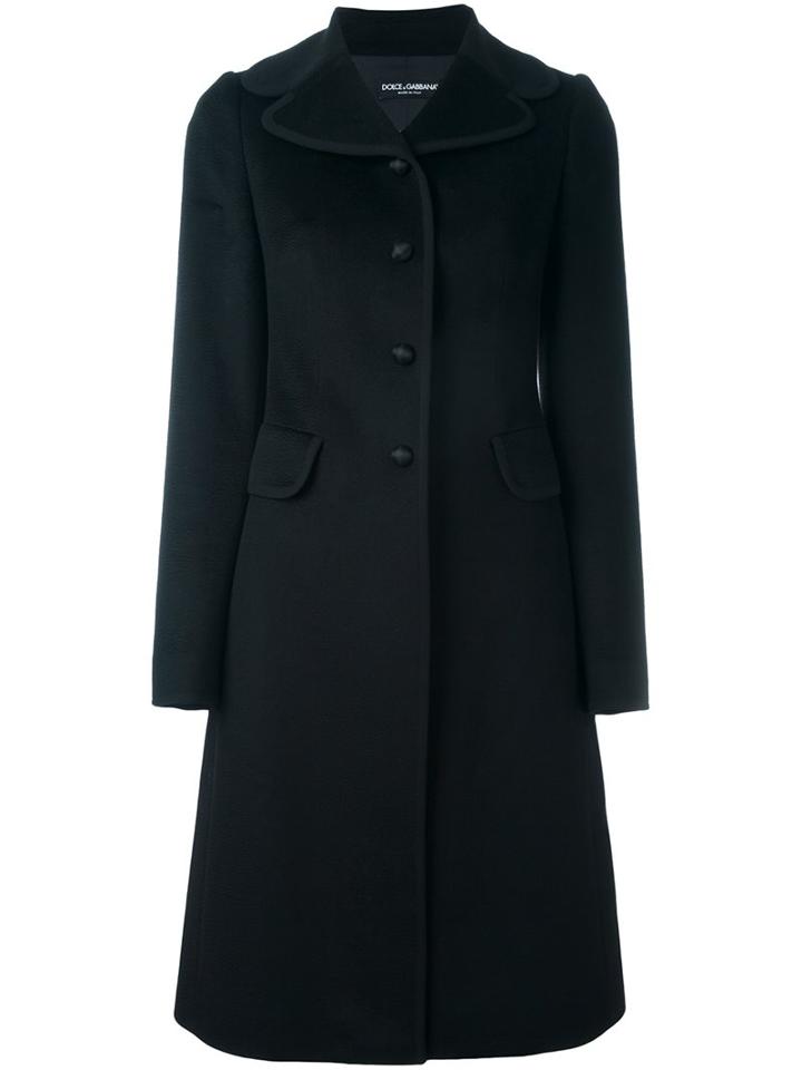 Dolce & Gabbana Single Breasted Coat, Women's, Size: 38, Black, Silk/spandex/elastane/cashmere
