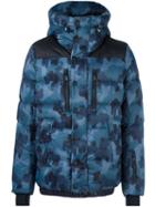 Moncler Grenoble Camouflage Zip Up Jacket, Men's, Size: 1, Blue, Feather Down/polyamide/polyester
