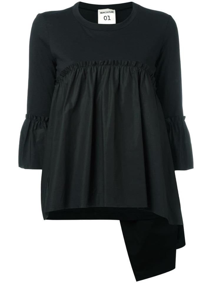 Erika Cavallini Asymmetric Peplum Blouse - Black