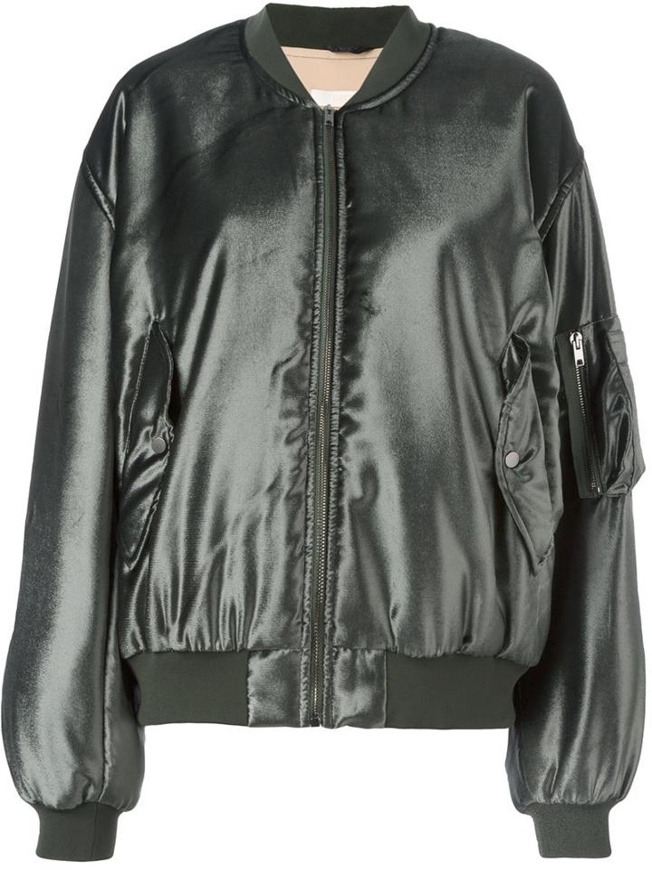 Ssheena Satin Bomber, Women's, Size: 38, Green, Viscose/polyester/silk