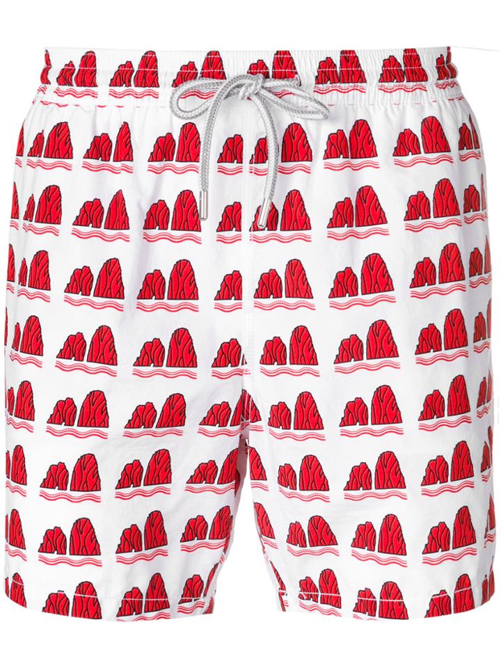 Capricode Faraglioni Print Swim Shorts - Red