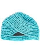 The Elder Statesman Ribbed Cross Front Hat - Blue