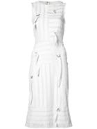 Nicole Miller Buckle Detail Striped Dress - White