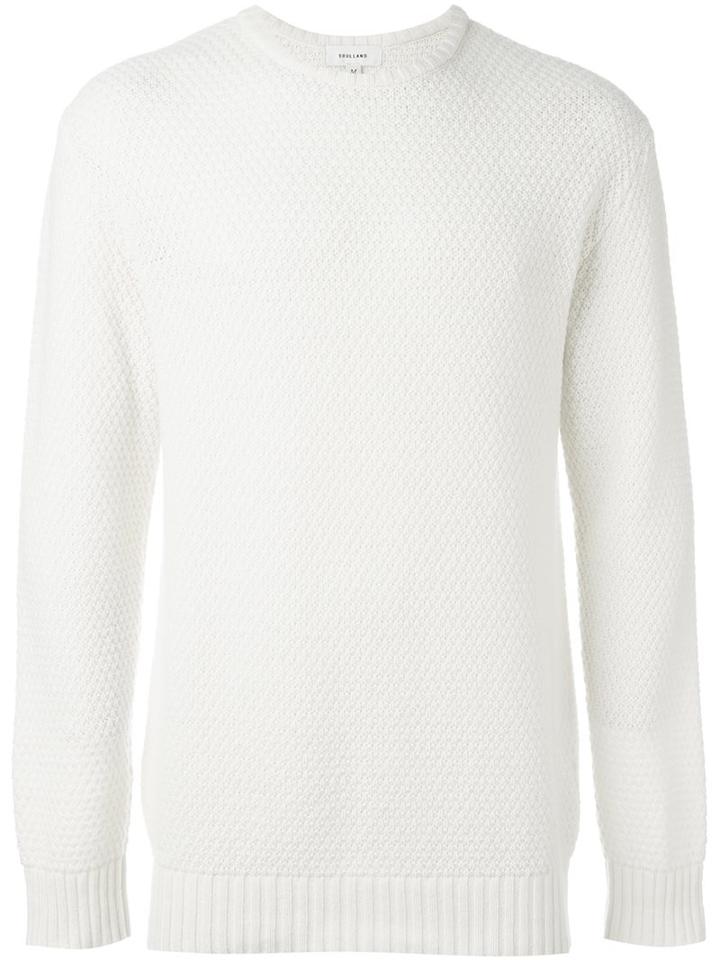 Soulland 'ricketts' Honey Comb Sweater, Men's, Size: Large, White, Polyamide/wool
