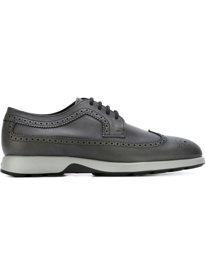 Hogan Chunky Sole Brogue Shoes, Men's, Size: 7.5, Grey, Leather/rubber