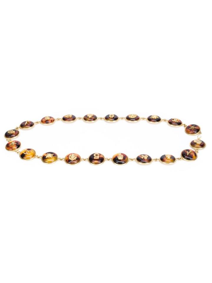 Chanel Vintage Tortoise Shell Charm Belt, Women's, Grey