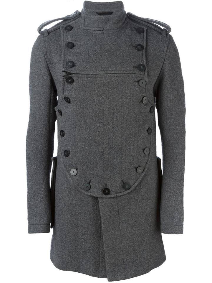 Ann Demeulemeester Military Coat, Men's, Size: Small, Grey, Cotton/linen/flax/wool