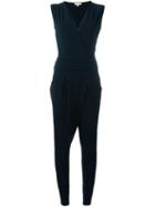 Michael Michael Kors Sleeveless V-neck Jumpsuit, Women's, Size: Medium, Blue, Polyester/spandex/elastane