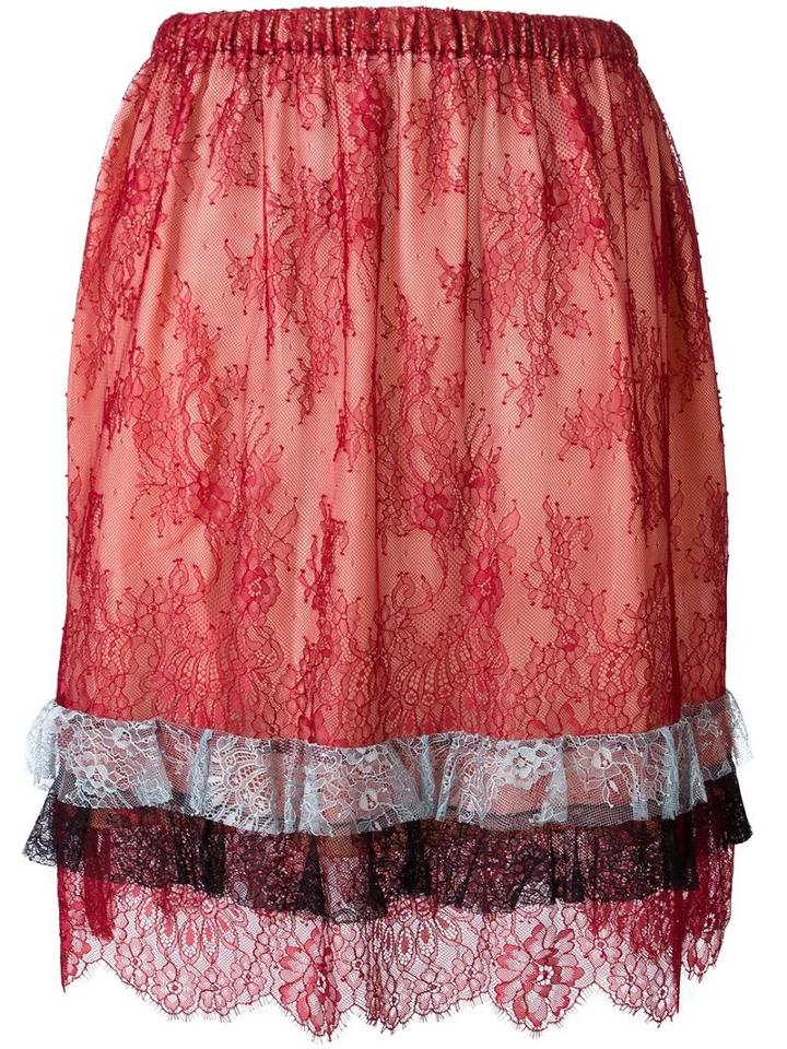Philosophy Di Lorenzo Serafini Lace Skirt, Women's, Size: 40, Red, Polyamide/polyester