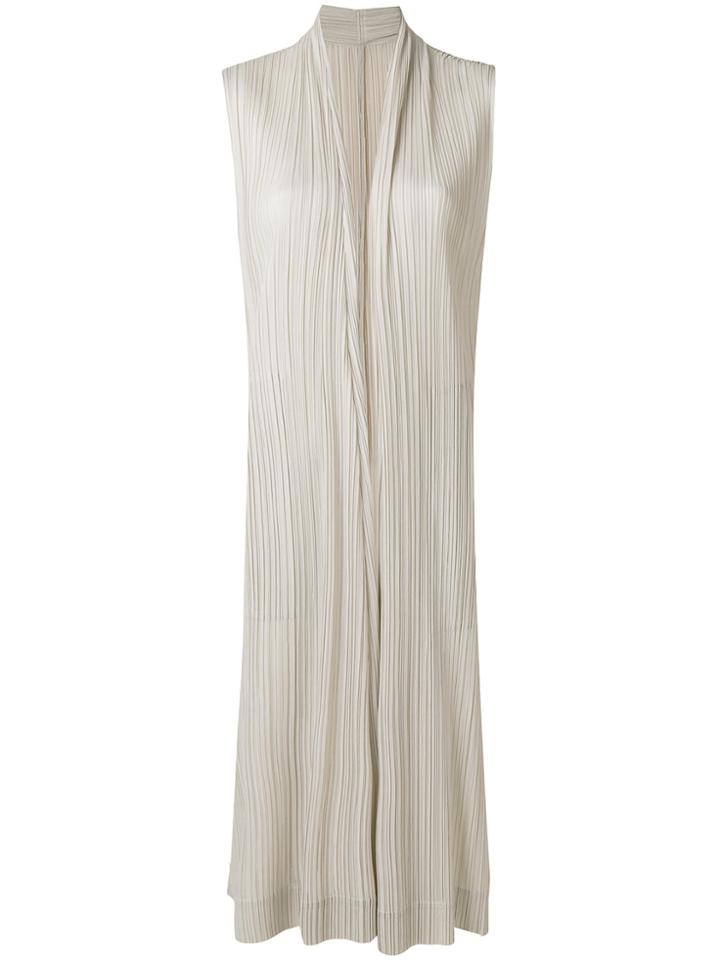 Pleats Please By Issey Miyake Pleat Detail Caridgan - Nude & Neutrals