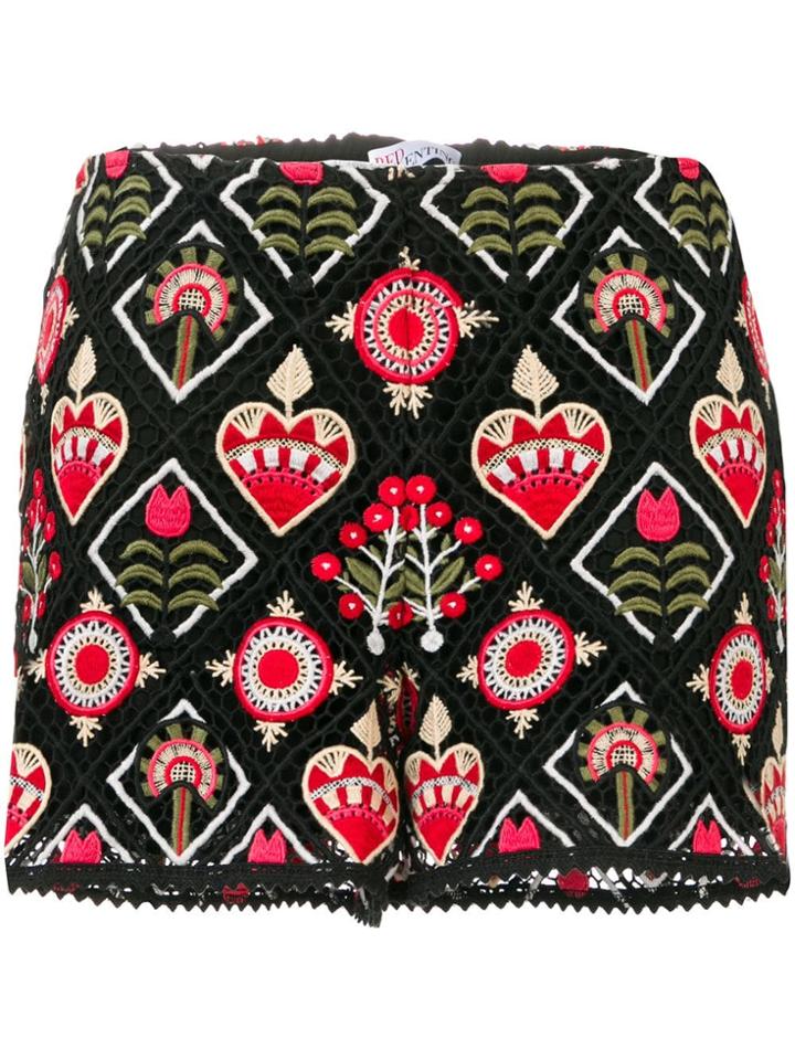 Red Valentino Embroidered Shorts - Black