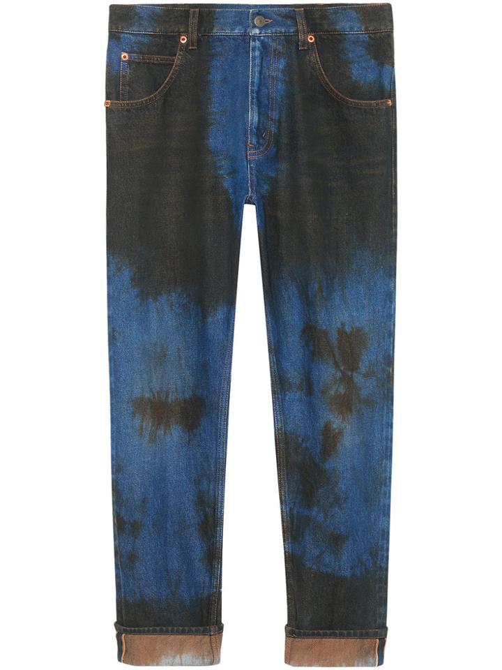 Gucci Washed Denim Loose Tapered Pant - Blue