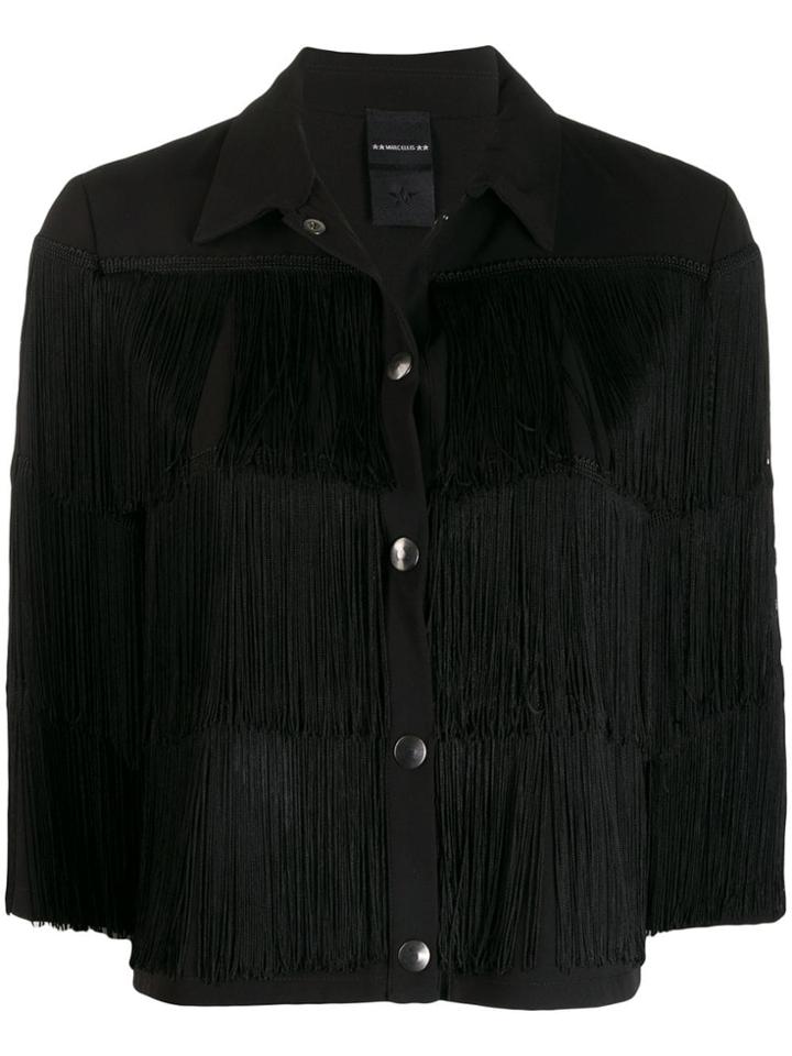Marc Ellis Fringed Cropped Shirt - Black