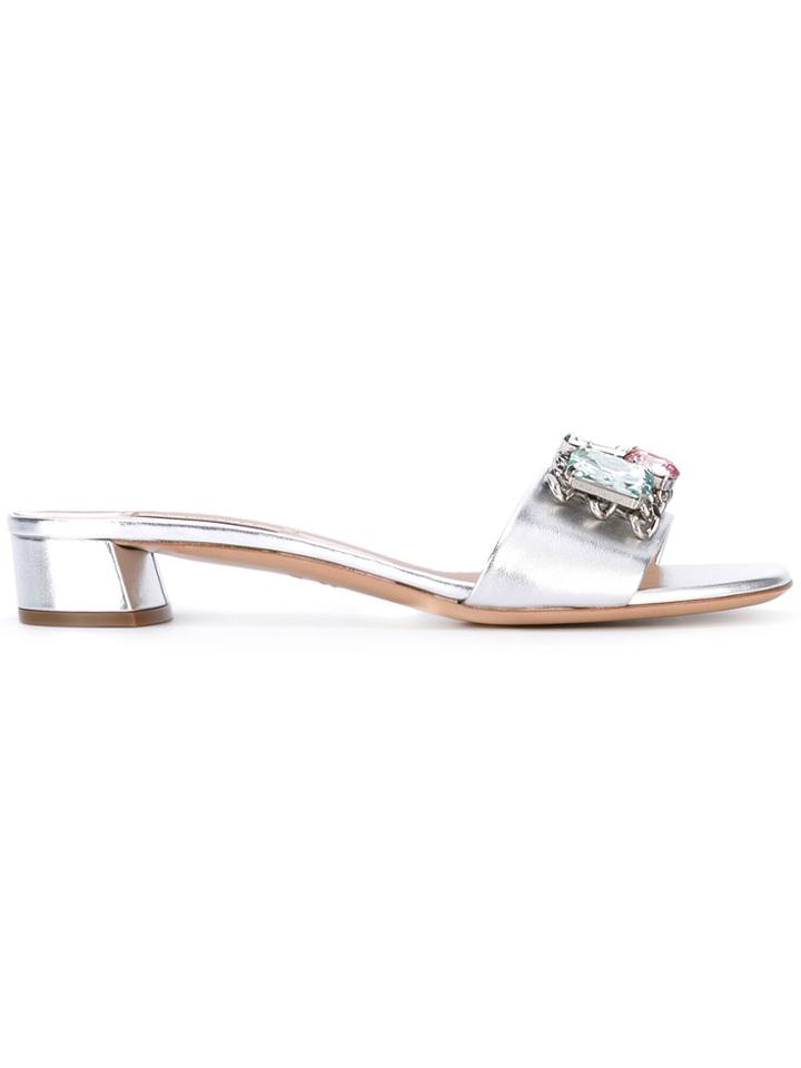 Casadei Crystal Embellished Daytime Mules - Metallic