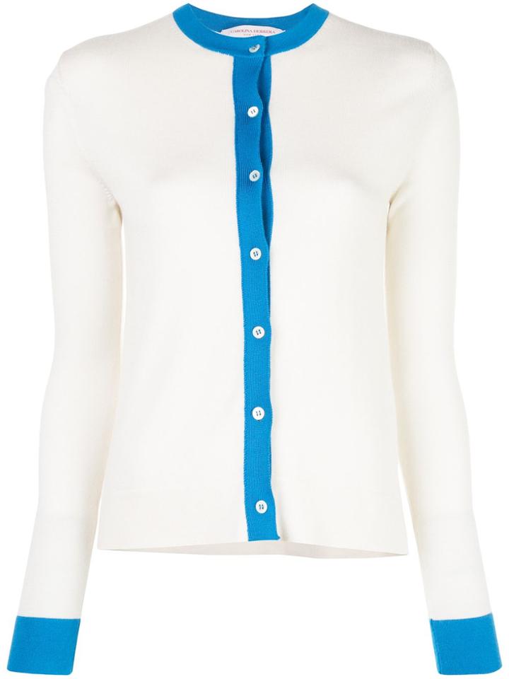 Carolina Herrera Contrast Border Cardigan - White