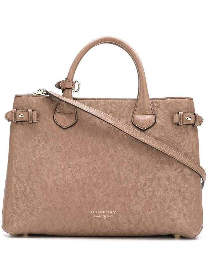 Burberry 'house Check' Tote Bag, Brown, Calf Leather/cotton