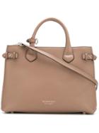 Burberry 'house Check' Tote Bag, Brown, Calf Leather/cotton