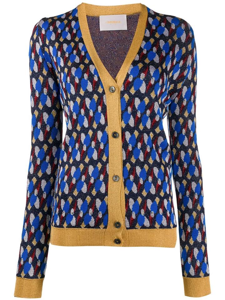 La Doublej Metallic Patterned Cardigan - Blue