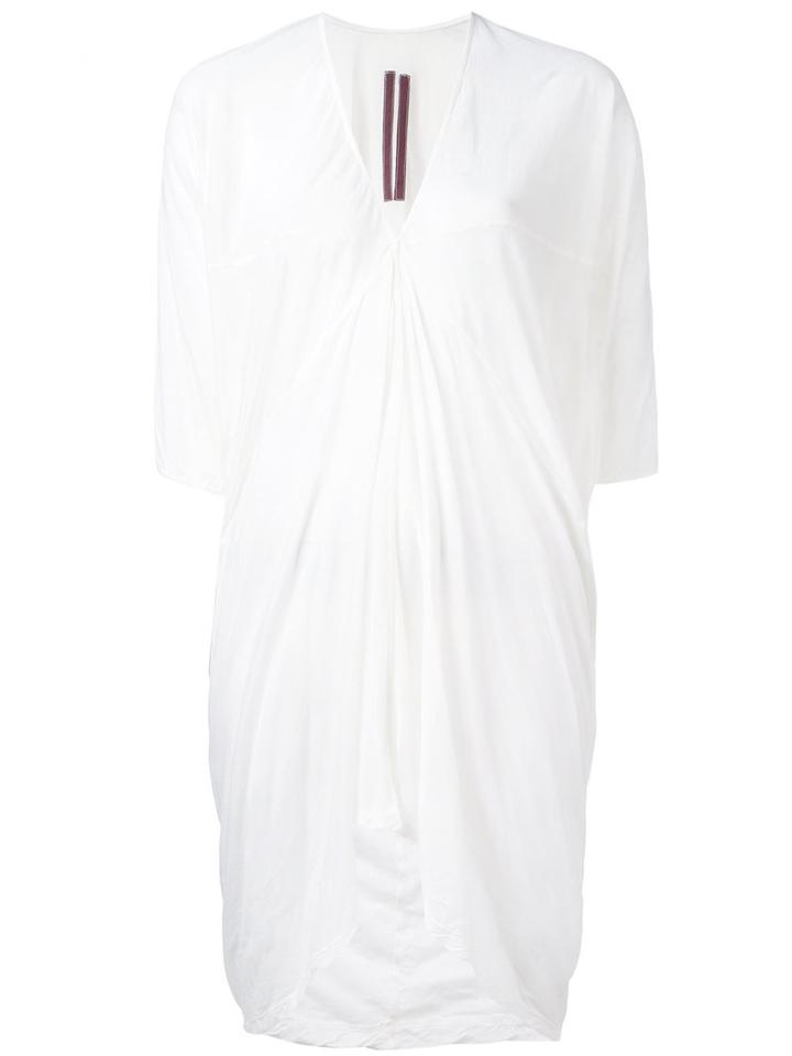 Rick Owens Drkshdw V-neck Gathered Top, Women's, Size: Medium, White, Cotton