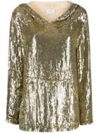 P.a.r.o.s.h. Sequin Double Layer Sleeve Hoodie - Gold