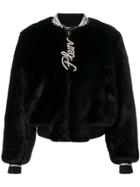 Philipp Plein Faux Fur Zip-up Jacket - Black