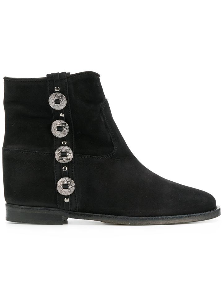 Via Roma 15 Button Detailed Ankle Boots - Black