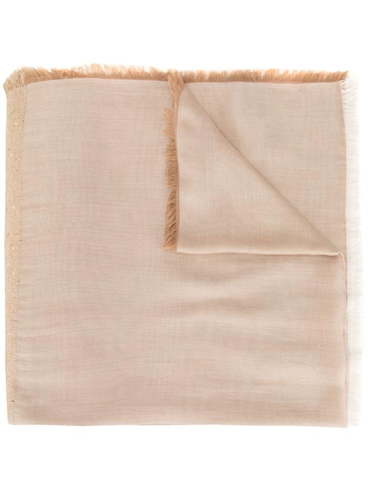 Lorena Antoniazzi Contrast Panel Fringe Scarf - Brown