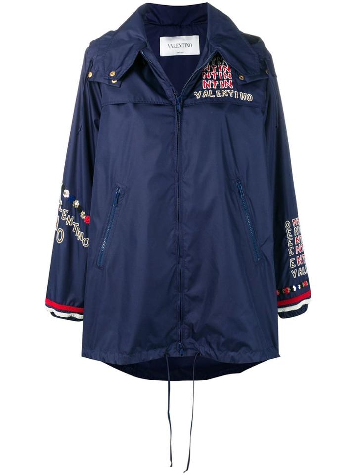 Valentino Logo Embroidered Jacket - Blue