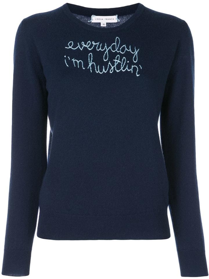 Lingua Franca Embroidered Cashmere Jumper - Blue