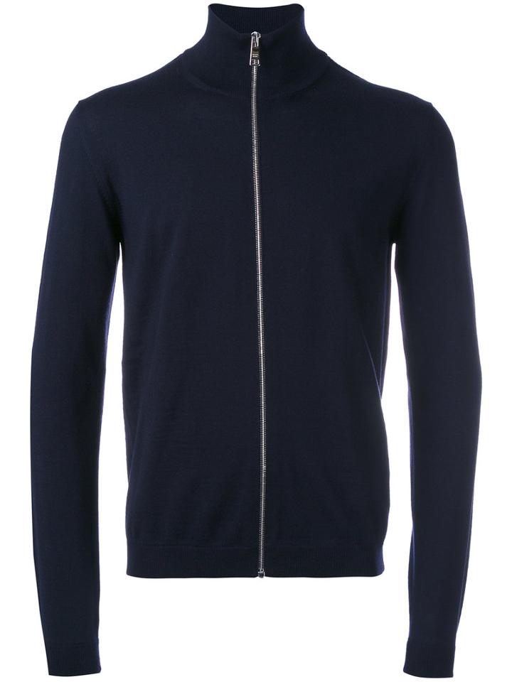 Prada Zipped Jumper, Men's, Size: 48, Blue, Virgin Wool