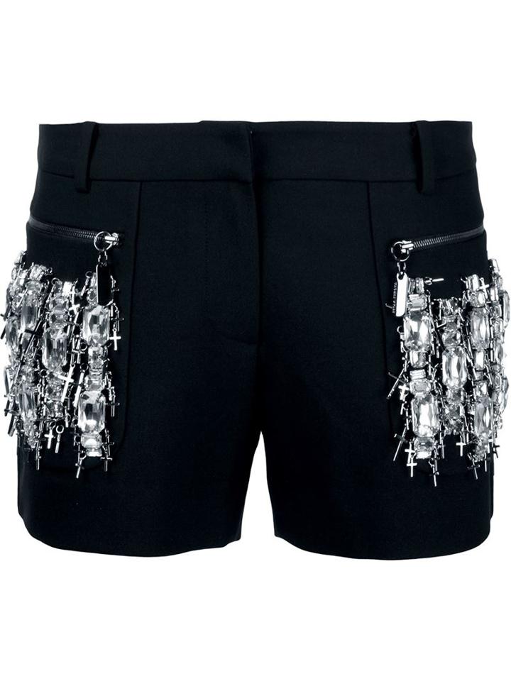 Thomas Wylde Jewel-embellished Shorts, Women's, Size: 4, Black, Polyester/spandex/elastane/viscose