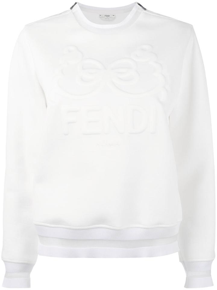 Fendi - Long-sleeved Embossed Sweatshirt - Women - Silk/cotton/polyamide - 40, White, Silk/cotton/polyamide