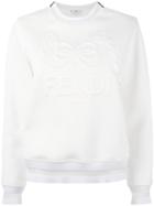 Fendi - Long-sleeved Embossed Sweatshirt - Women - Silk/cotton/polyamide - 40, White, Silk/cotton/polyamide
